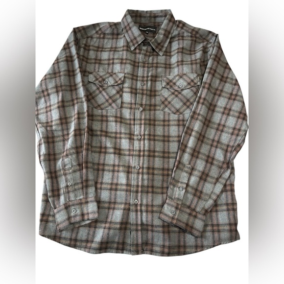 Men's XXL Plaid Flannel Shirt Gray Brown Grunge Workwear Lumberjack Cabincore - Picture 4 of 11